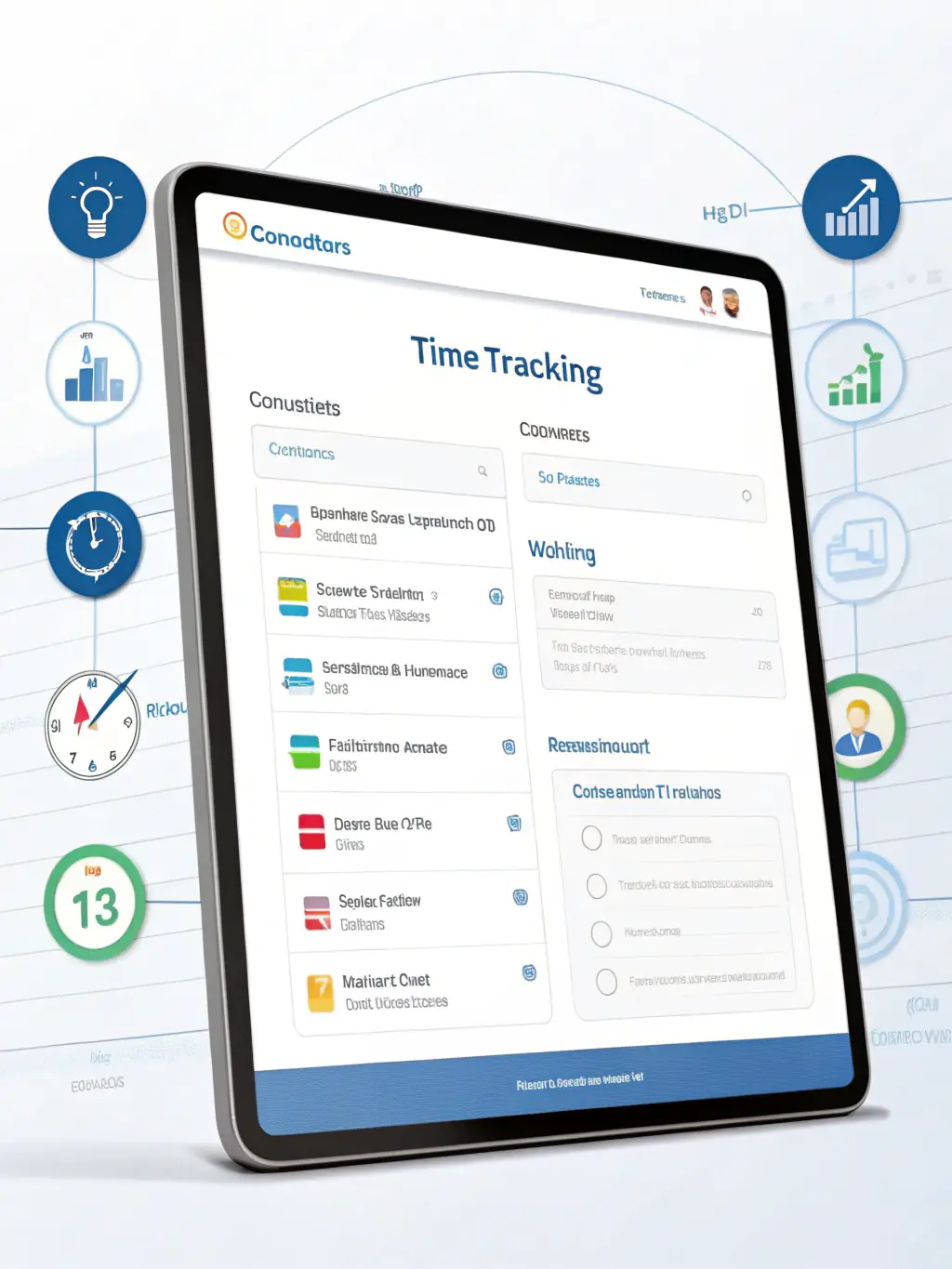 A screenshot of a time tracking software interface, showing employee work hours, project allocations, and productivity metrics, optimized for Canadian labor laws.